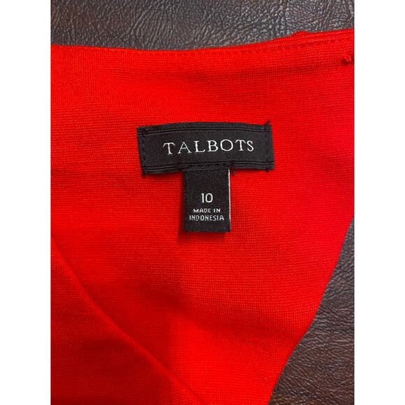 Talbots Red Sleeveless‎ Fitted Jersey Dress Size 10 Zip Side Office Siren Staple - Picture 6 of 7